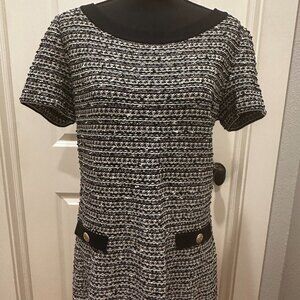 St. John Collection Black / White Tweed Sheath - Size 14